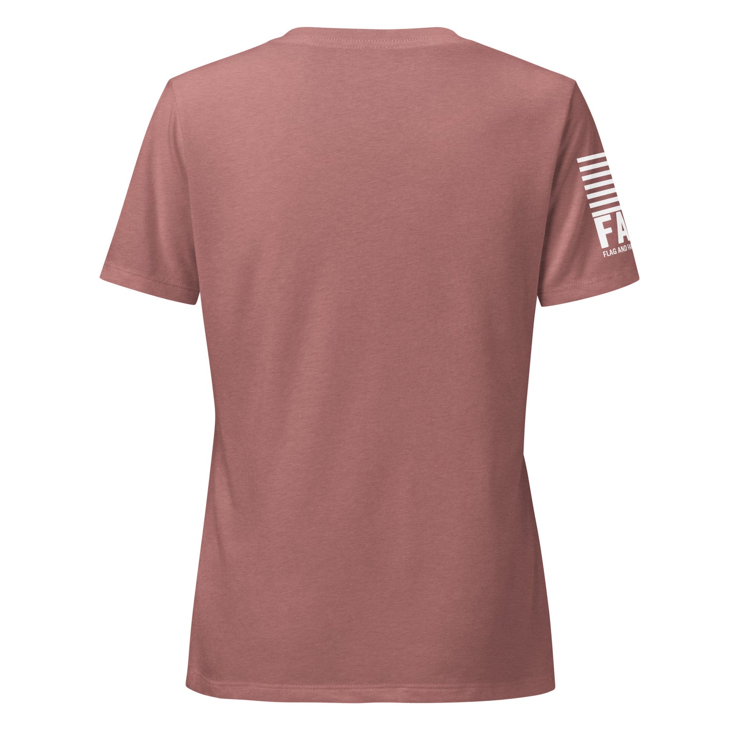Back view of FAFO Basic Women's V-Neck in heather mauve — womens patriotic clothing flag and family outfitters