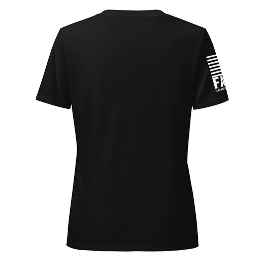 FAFO Basic Women's V-Neck Tee in solid black blend — patriotic shirts women relaxed fit womens v-neck tee flag and family outfitters
