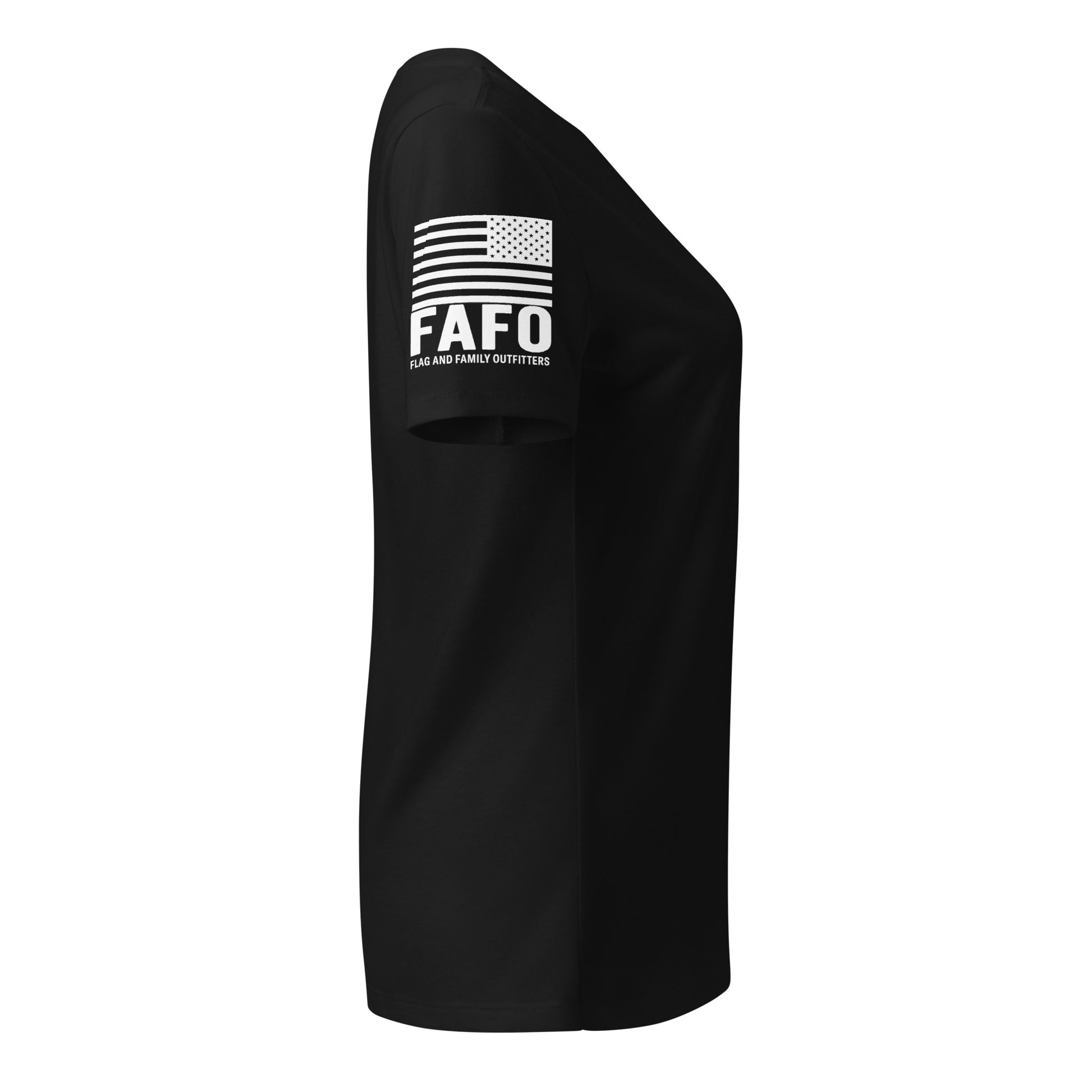 FAFO Basic Women's V-Neck Tee in solid black blend — patriotic shirts women relaxed fit womens v-neck tee flag and family outfitters