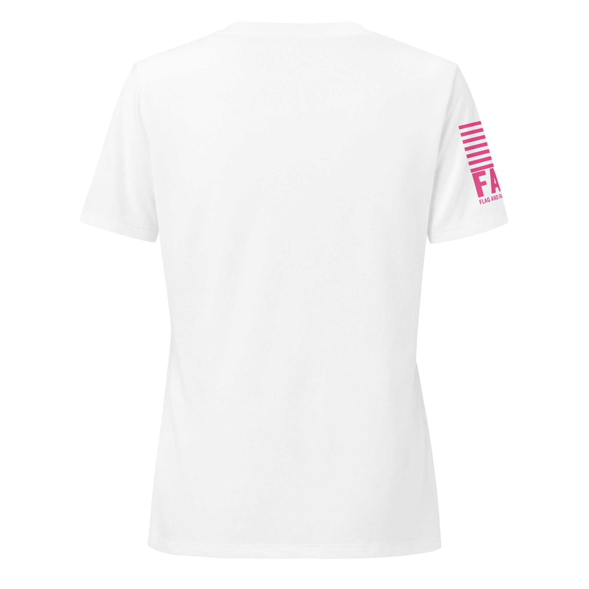 Back view of FAFO Basic Women's V-Neck in solid white blend — womens patriotic clothing flag and family outfitters