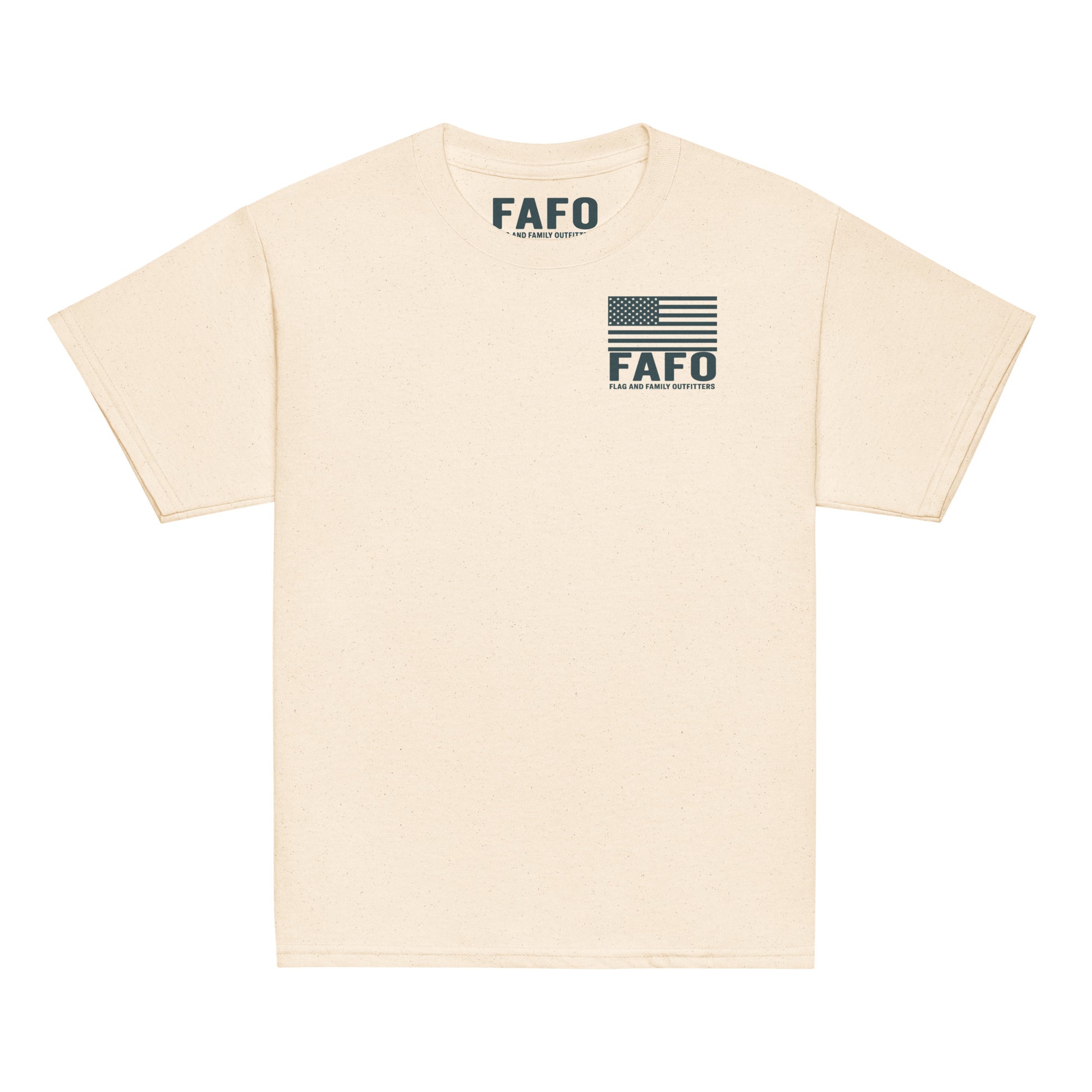Funny kids military FAFO t shirt in natural — Bunk Jumpers Eighty-Sackin Airborne graphic FAFO apparel youth