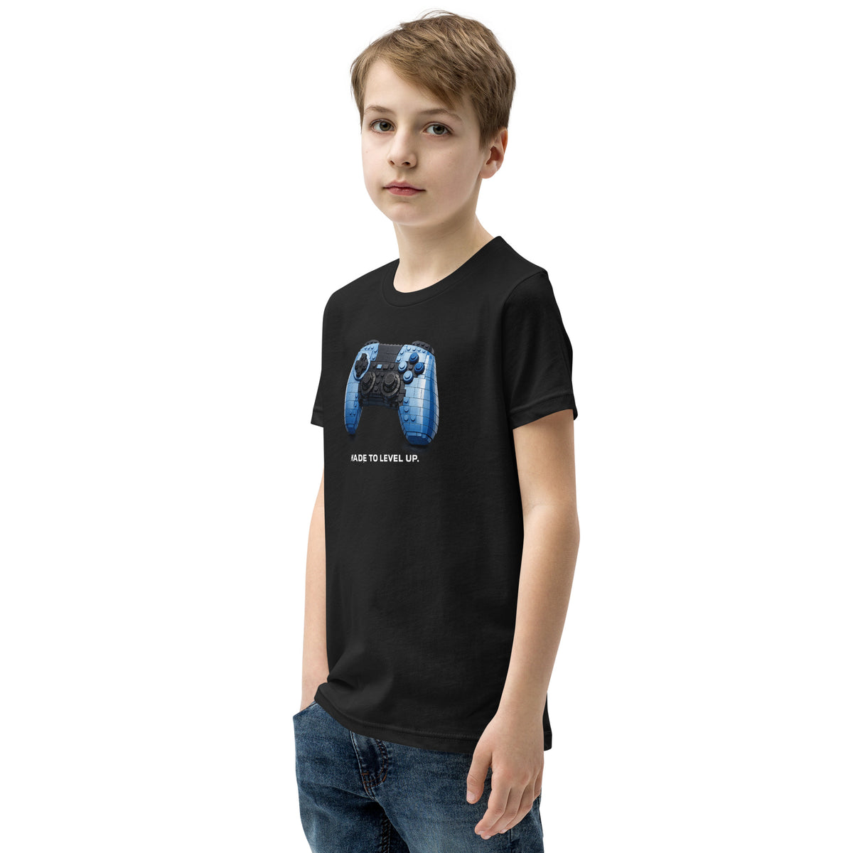 Kids gaming FAFO t shirt in black — Made to Level Up controller graphic FAFO apparel youth patriotic clothing