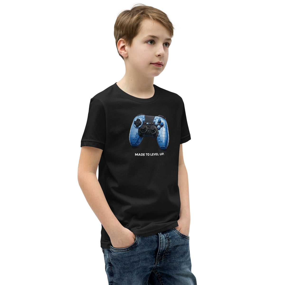 Kids gaming FAFO t shirt in black — Made to Level Up controller graphic FAFO apparel youth patriotic clothing