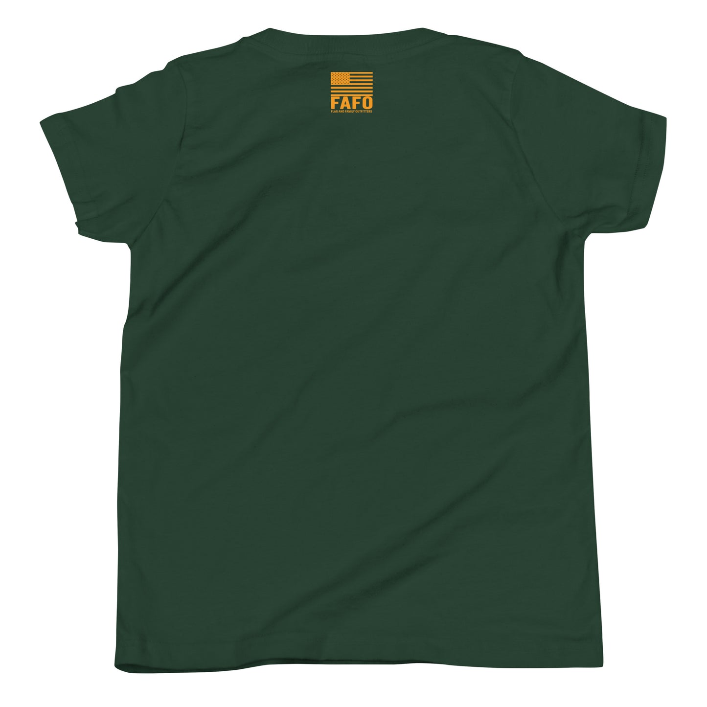 Wait What Octopus youth tee in forest green — funny kids graphic tee youth patriotic shirt flag and family outfitters