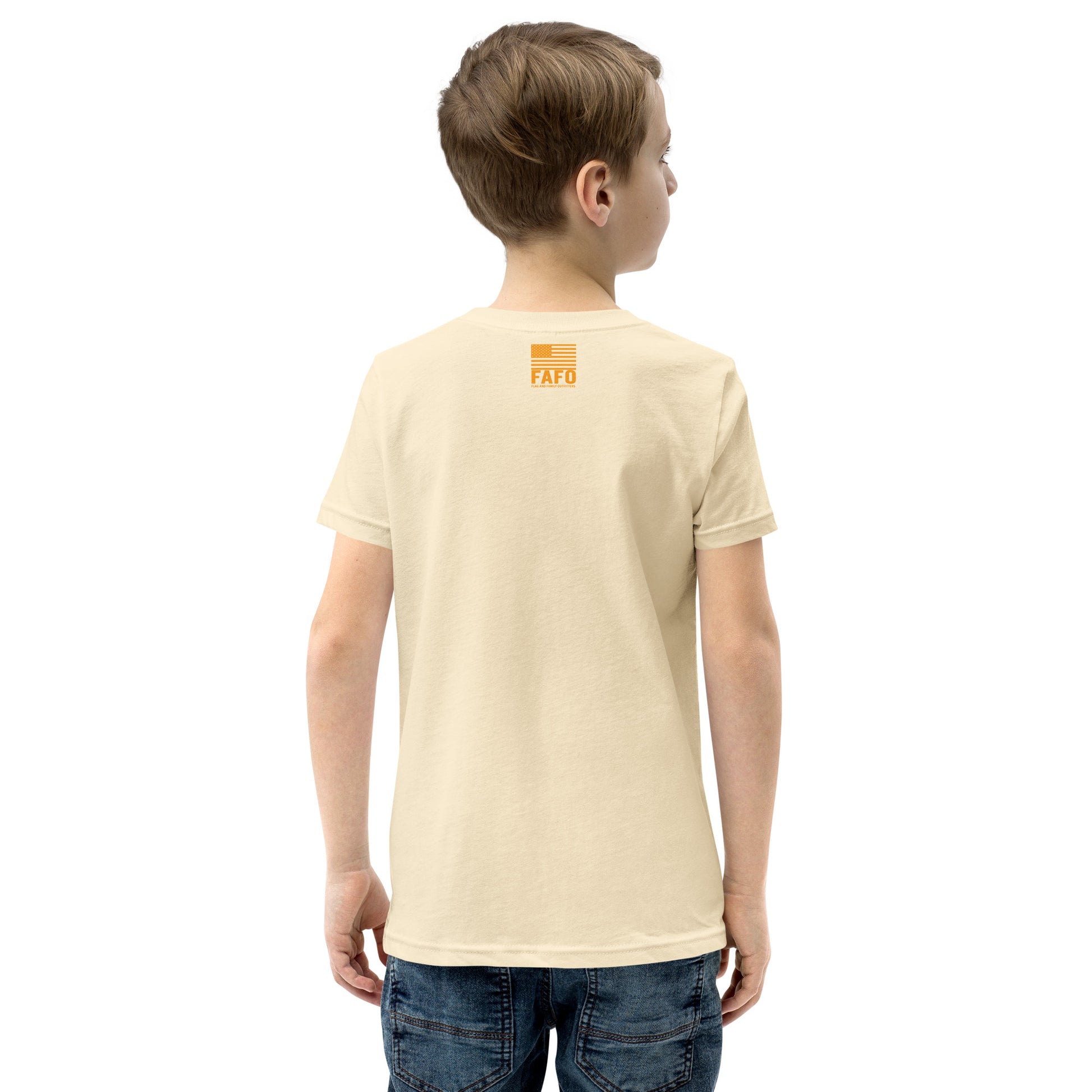 Wait What Octopus youth tee in natural — funny kids graphic tee youth patriotic shirt flag and family outfitters